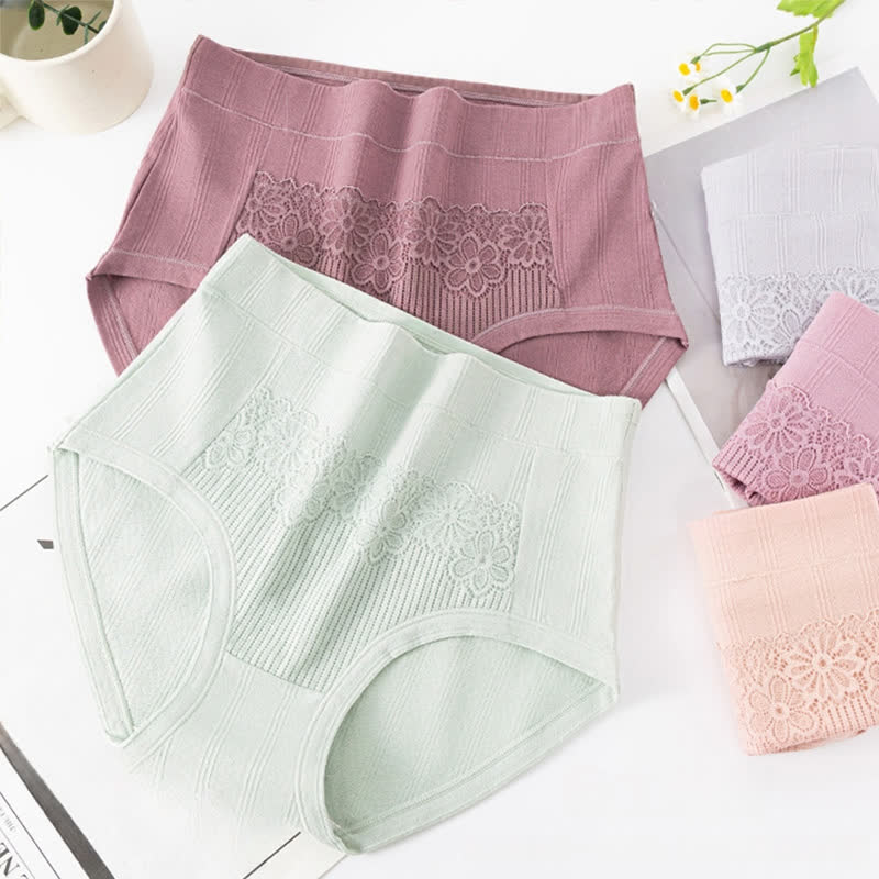 Atmungsaktive Baumwoll-Slips mit hohem Bund und Jacquard-Muster (3er-Pack) - image 1