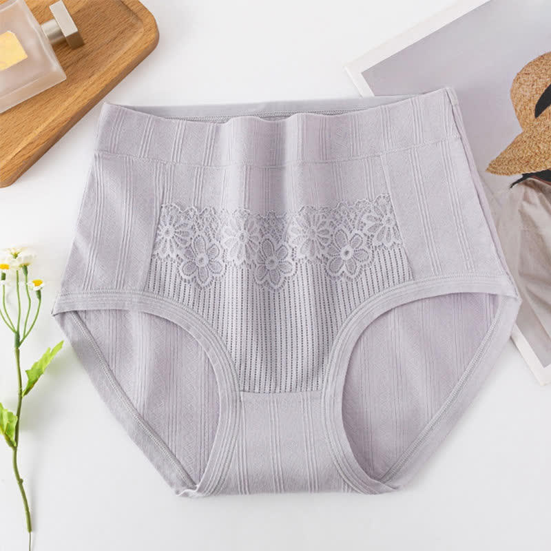 Atmungsaktive Baumwoll-Slips mit hohem Bund und Jacquard-Muster (3er-Pack) - Grau - 6XL - image 6