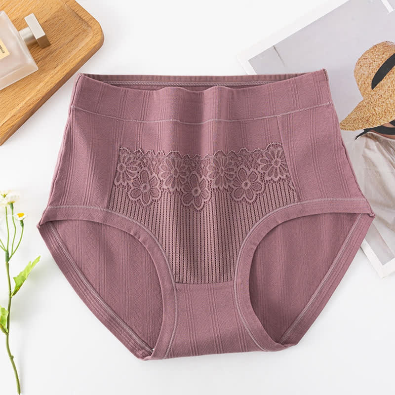 Atmungsaktive Baumwoll-Slips mit hohem Bund und Jacquard-Muster (3er-Pack) - Dunkelviolett - 6XL - image 4