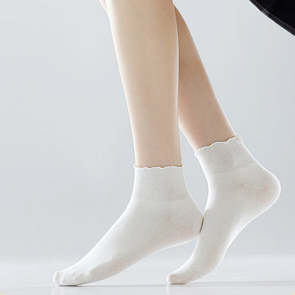 Einfarbige Knöchelsocken mit Spitze (10 Paar)