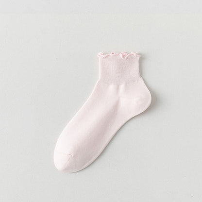 Einfarbige Knöchelsocken mit Spitze (10 Paar)