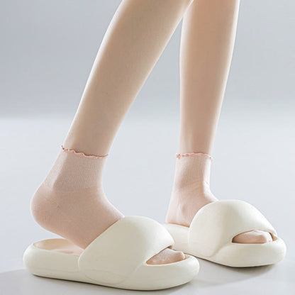 Einfarbige Knöchelsocken mit Spitze (10 Paar)