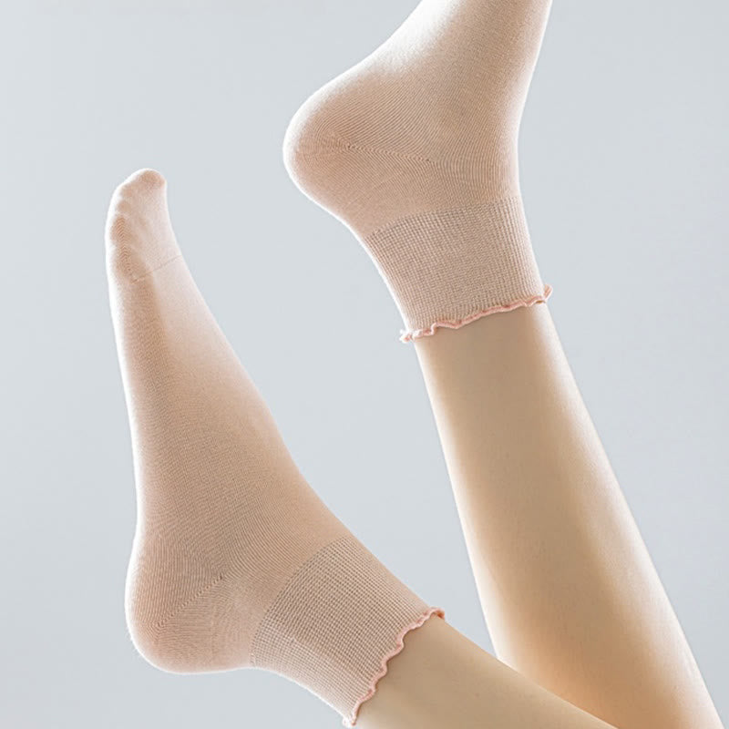 Einfarbige Knöchelsocken mit Spitze (10 Paar)