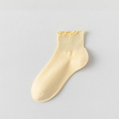 Einfarbige Knöchelsocken mit Spitze (10 Paar)