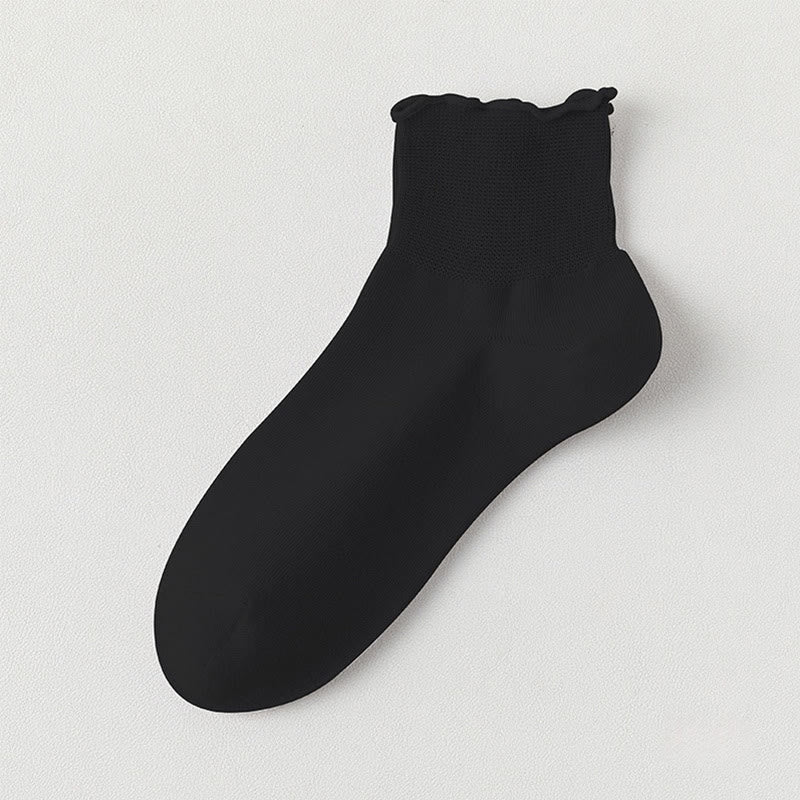 Einfarbige Knöchelsocken mit Spitze (10 Paar)