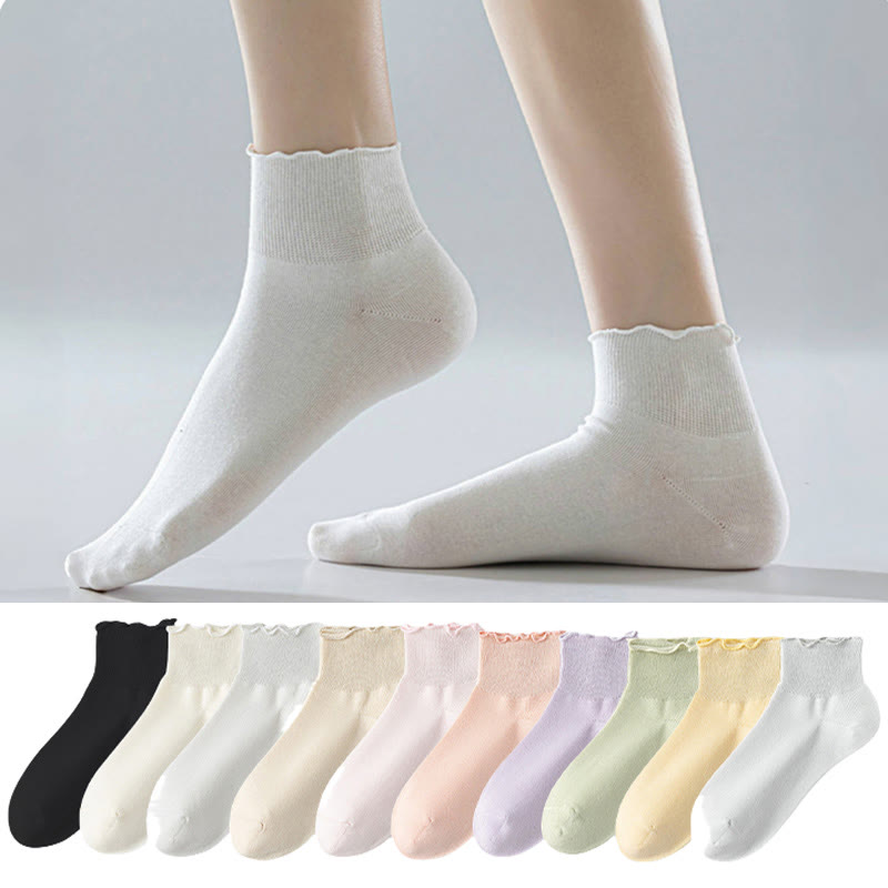 Einfarbige Knöchelsocken mit Spitze (10 Paar) - Mehrfarbig - EU36-40 (US3-7) - image 0