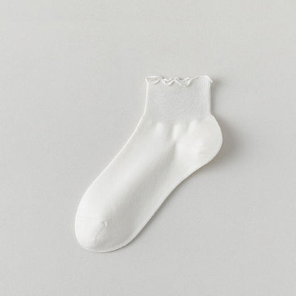 Einfarbige Knöchelsocken mit Spitze (10 Paar)