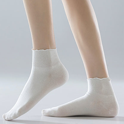 Einfarbige Knöchelsocken mit Spitze (10 Paar)