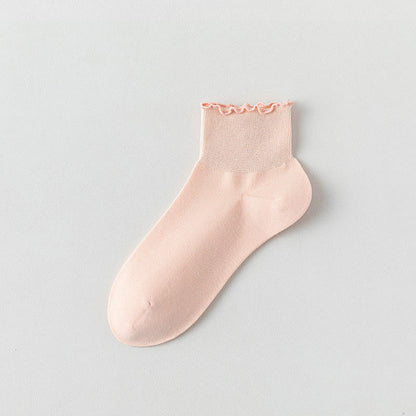Einfarbige Knöchelsocken mit Spitze (10 Paar)