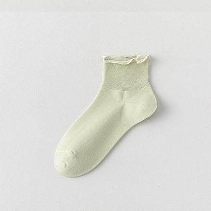 Einfarbige Knöchelsocken mit Spitze (10 Paar)