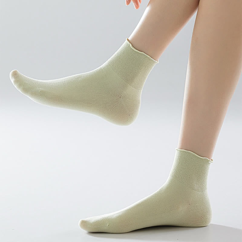 Einfarbige Knöchelsocken mit Spitze (10 Paar)