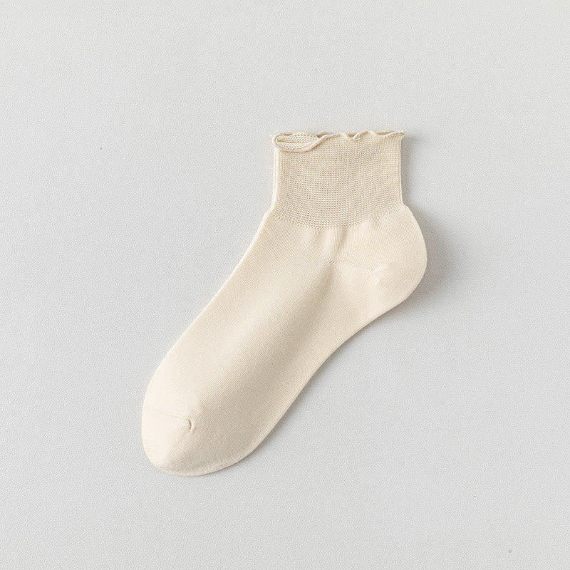 Einfarbige Knöchelsocken mit Spitze (10 Paar)
