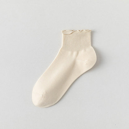 Einfarbige Knöchelsocken mit Spitze (10 Paar)