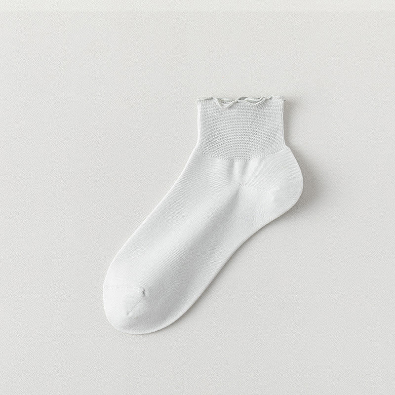 Einfarbige Knöchelsocken mit Spitze (10 Paar)