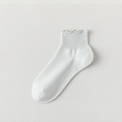 Einfarbige Knöchelsocken mit Spitze (10 Paar)