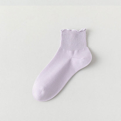 Einfarbige Knöchelsocken mit Spitze (10 Paar)