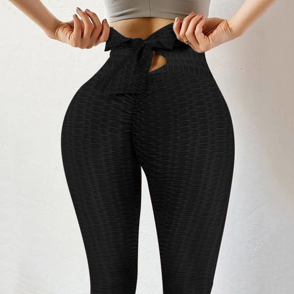 Sportleggings mit Schleife und Po-Lifting - Schwarz - 3XL - image 9