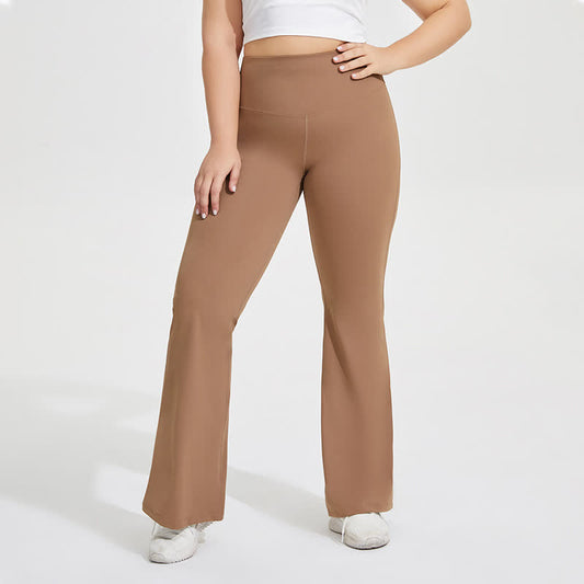 Einfarbige, dehnbare Yoga-Schlaghose - Kaffee - 4XL - image 0