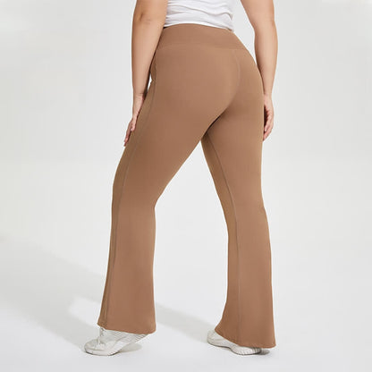 Einfarbige, dehnbare Yoga-Schlaghose - image 2