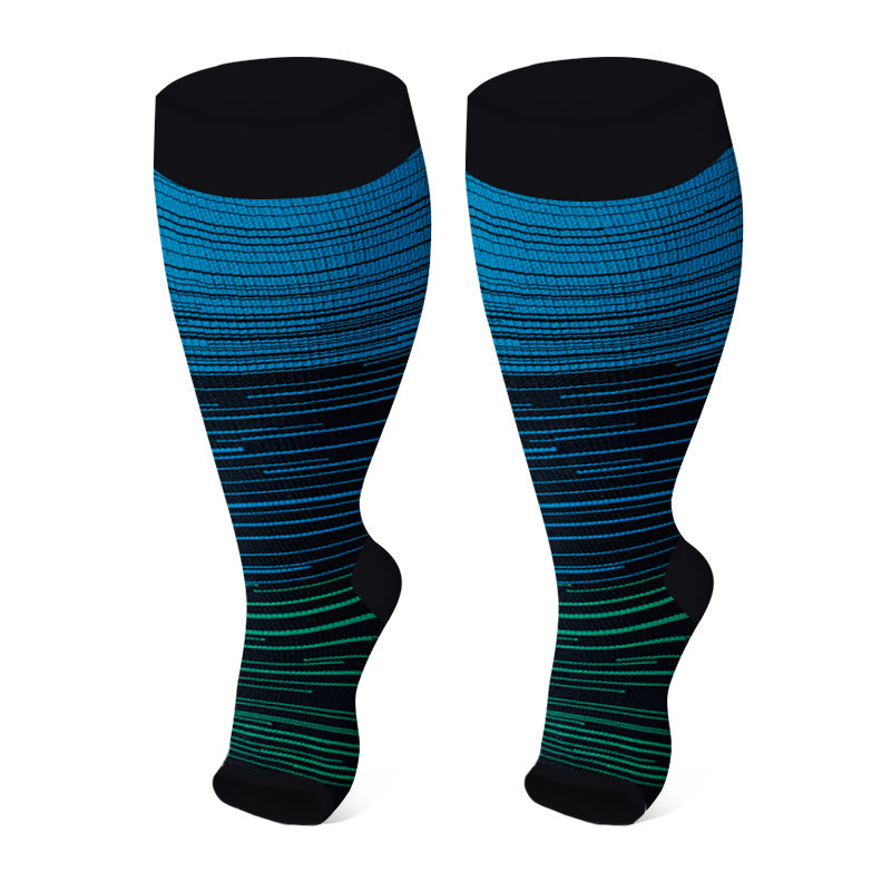 Kompressionsstrümpfe mit offener Zehenpartie in Übergröße (3 Paar) - Blau - 4XL - image 8