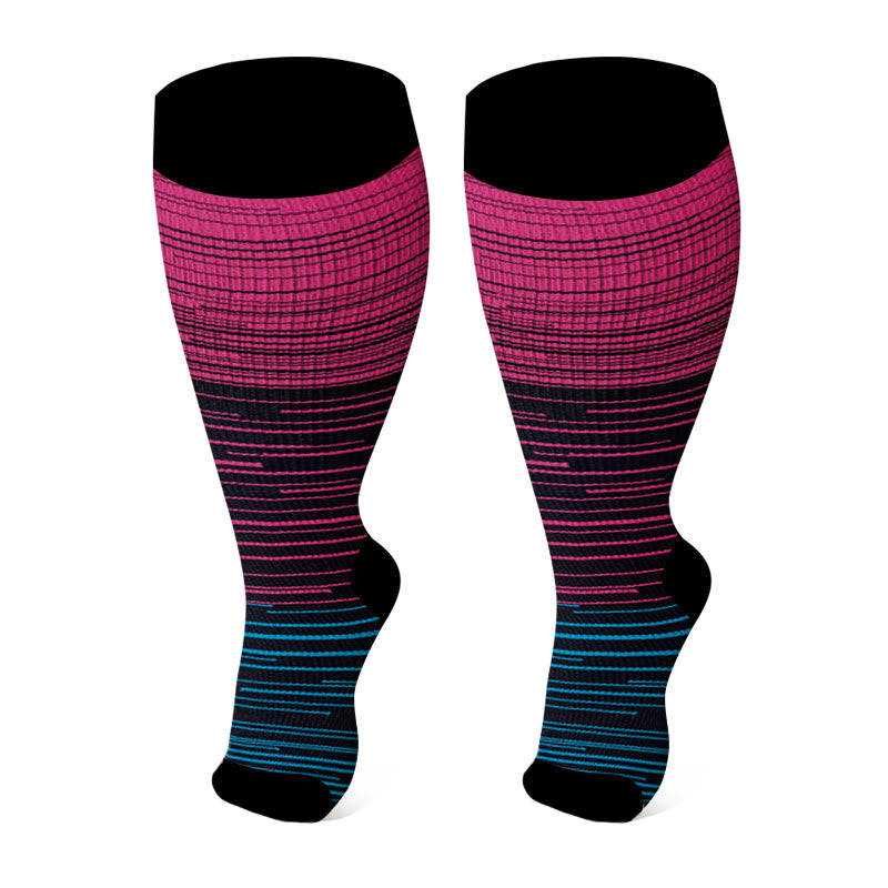 Kompressionsstrümpfe mit offener Zehenpartie in Übergröße (3 Paar) - Rose - 4XL - image 8