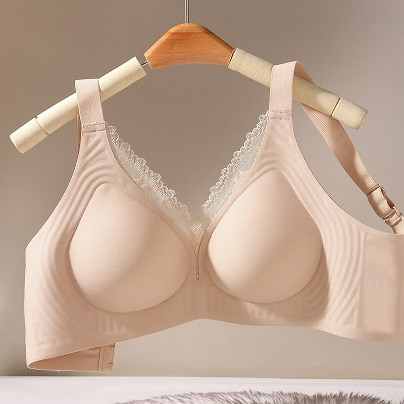 Dünner, nahtloser, sexy, bügelloser BH mit Spitzenbesatz