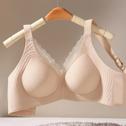 Dünner, nahtloser, sexy, bügelloser BH mit Spitzenbesatz