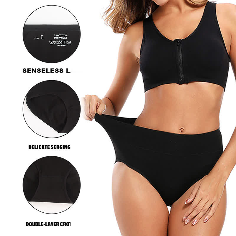 Einfarbige Basic-Slips mit hoher Taille (3er-Pack)