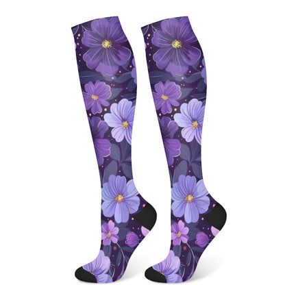 Kompressionsstrümpfe der Purple Flower-Serie (3 Paar) - Dunkelviolett (1 Paar) - S/M - image 5