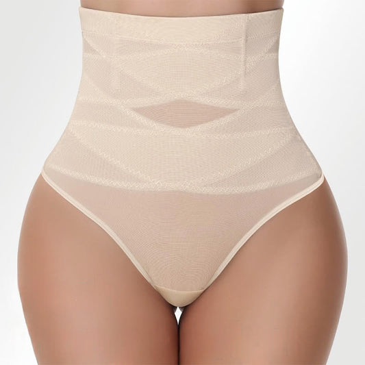 Dünner Crossover-String aus formendem Netzstoff mit hoher Taille