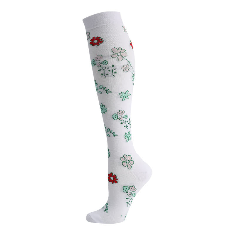 Süße Kompressionsstrümpfe mit Katzen-, Vogel- und Blumenmotiv (6 Paar) - image 1
