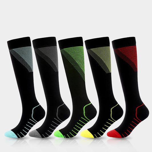 Gestreifte Kompressionsstrümpfe in V-Form (5 Paar) - Mehrfarbig - EU38-41 (US8-11) - image 0