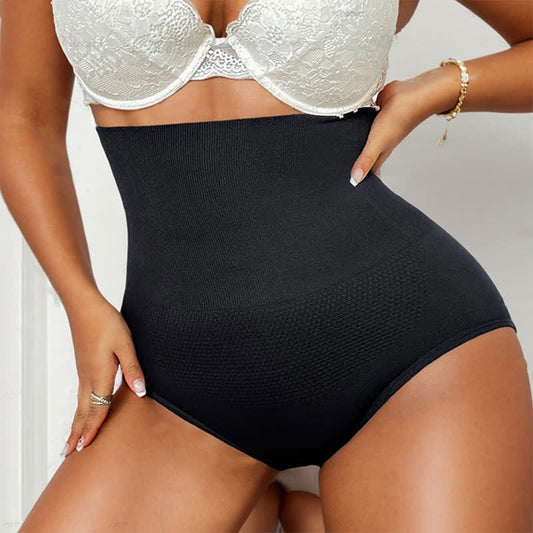 Einfarbiger, bauchstraffender Shapewear-Slip mit hoher Taille