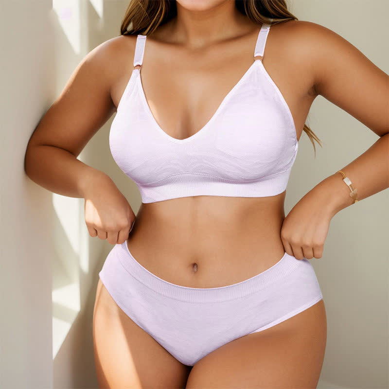 Hellrosa nahtloses, bügelloses Push-Up-BH-Slip-Set