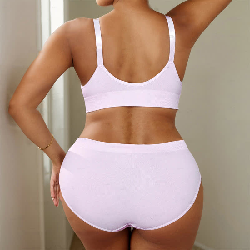 Hellrosa nahtloses, bügelloses Push-Up-BH-Slip-Set