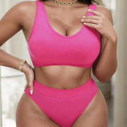 Rosa Fitness-Sport-Innen-BH-Tanga-Set