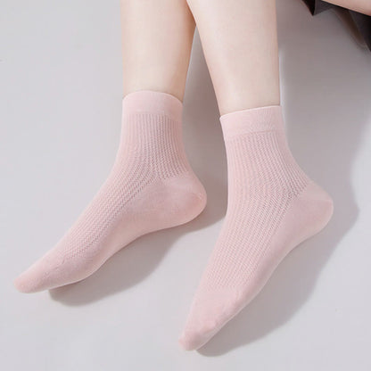 Einfarbige Viertelsocken aus Baumwollnetz (7 Paar)
