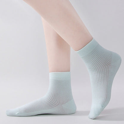 Einfarbige Viertelsocken aus Baumwollnetz (7 Paar)