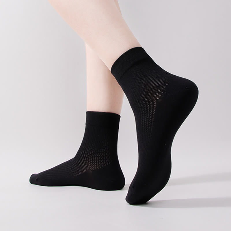 Einfarbige Viertelsocken aus Baumwollnetz (7 Paar)