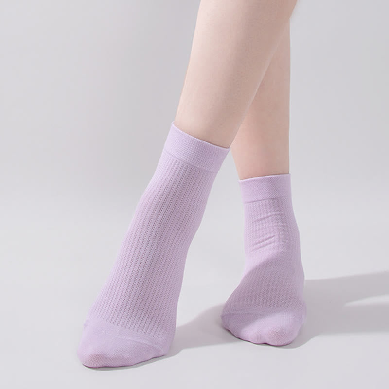 Einfarbige Viertelsocken aus Baumwollnetz (7 Paar)