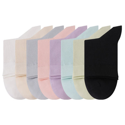 Einfarbige Viertelsocken aus Baumwollnetz (7 Paar)