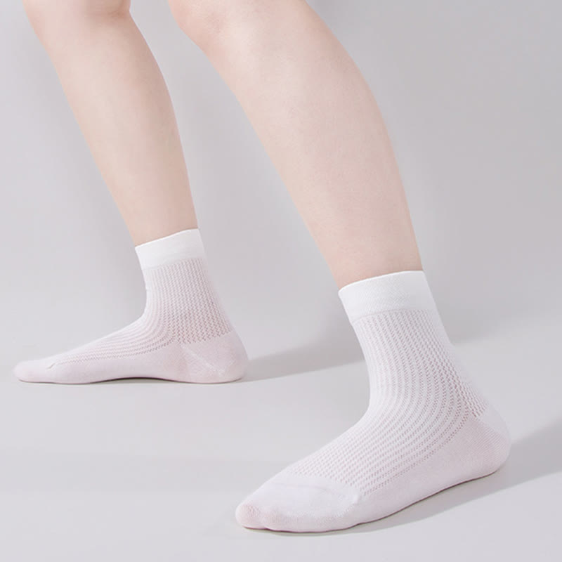 Einfarbige Viertelsocken aus Baumwollnetz (7 Paar)