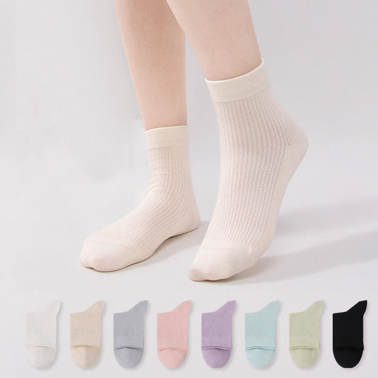 Einfarbige Viertelsocken aus Baumwollnetz (7 Paar)