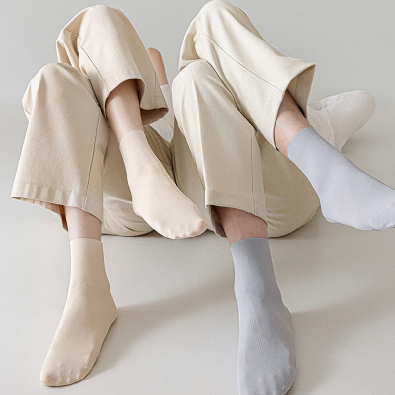 Einfarbige Viertelsocken aus Eisseide in Übergröße (6 Paar)