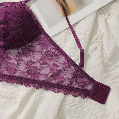 Lila Sexy Spitze Brust Kreuz Wireless BH
