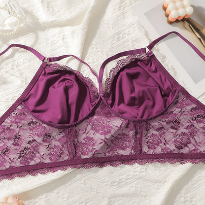 Lila Sexy Spitze Brust Kreuz Wireless BH