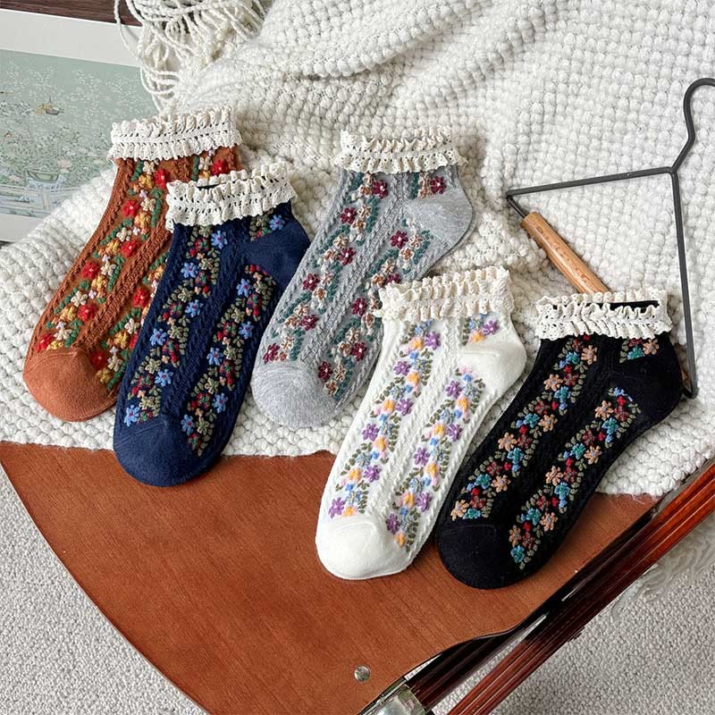Söckchen mit Retro-Blumenmuster (5 Paar) - image 11