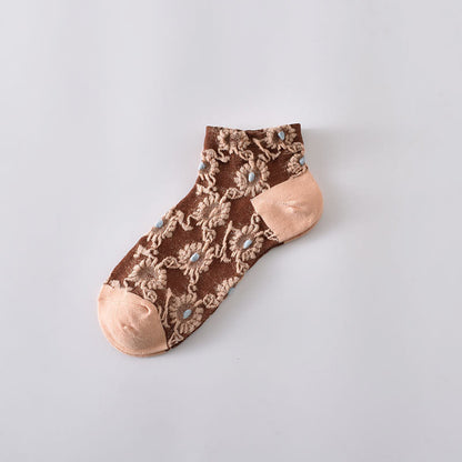 Elegante Blumen-Söckchen (5 Paar)