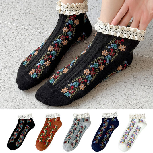 Söckchen mit Retro-Blumenmuster (5 Paar) - image 1