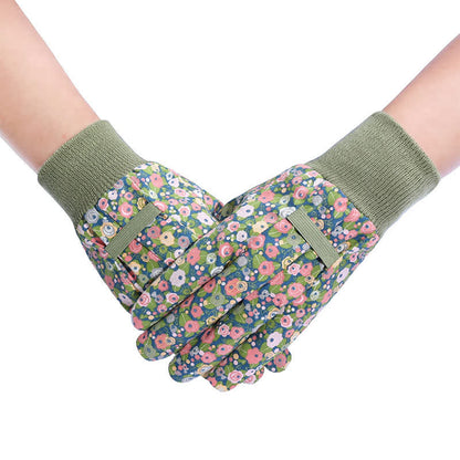 Schutzhandschuhe für die Gartenarbeit mit Blumendruck (3 Paar)